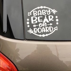 Baby bear on board vinyl decal